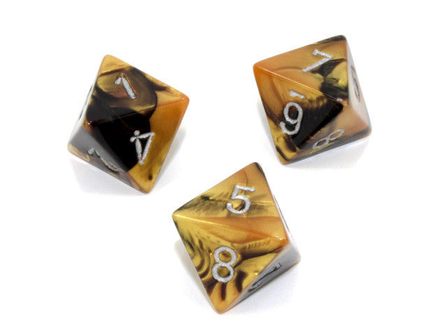 Chessex D8 Dice Gemini Polyhedral Black-Gold/silver d8