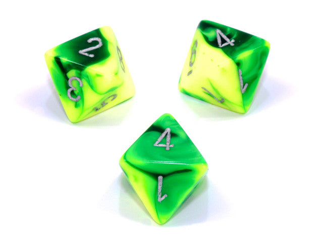Chessex D8 Dice Gemini Polyhedral Green-Yellow/silver d8