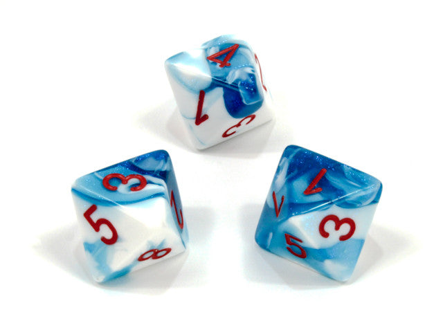 Chessex D8 Dice Gemini Polyhedral Astral Blue-White/red d8