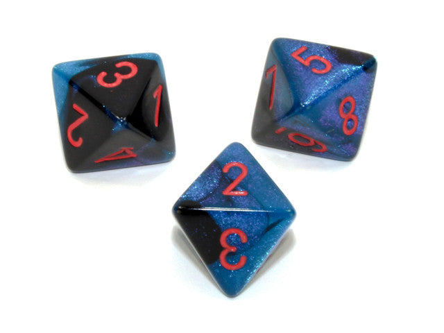 Chessex D8 Dice Gemini Polyhedral Black-Starlight/red d8