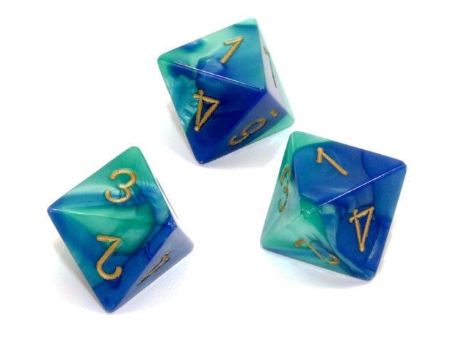 Chessex D8 Dice Gemini Polyhedral Blue-Teal/gold d8