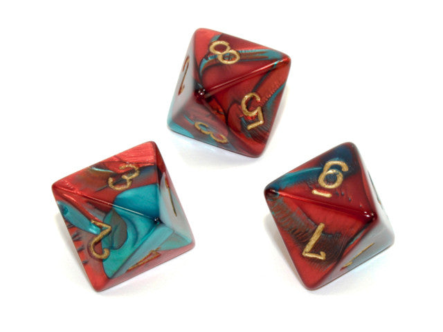 Chessex D8 Dice Gemini Polyhedral Red-Teal/gold d8
