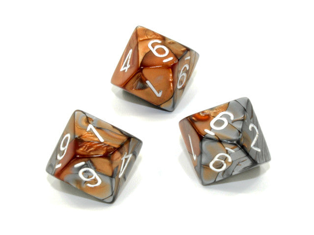 Chessex D10 Dice Gemini Polyhedral Copper-Steel/white d10