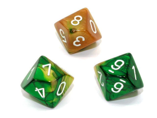 Chessex D10 Dice Gemini Polyhedral Gold-Green/white d10