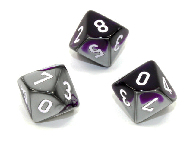 Chessex D10 Dice Gemini Polyhedral Purple-Steel/white d10