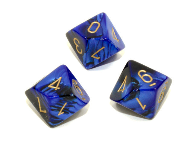 Chessex D10 Dice Gemini Polyhedral Black-Blue/gold d10
