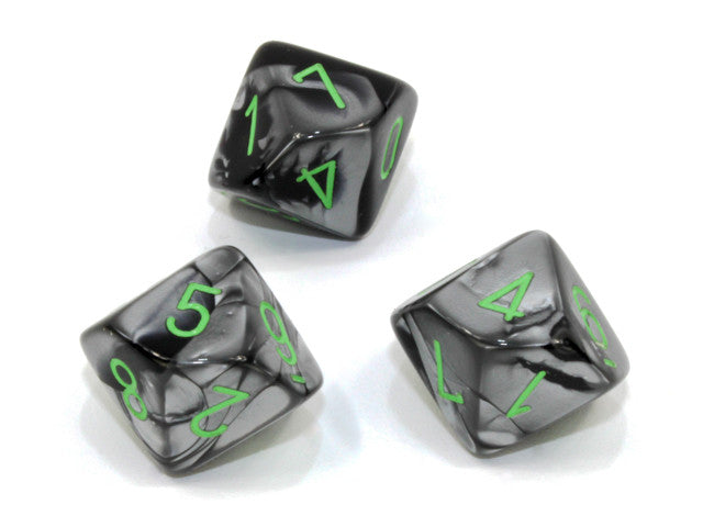 Chessex D10 Dice Gemini Polyhedral Black-Grey/green d10