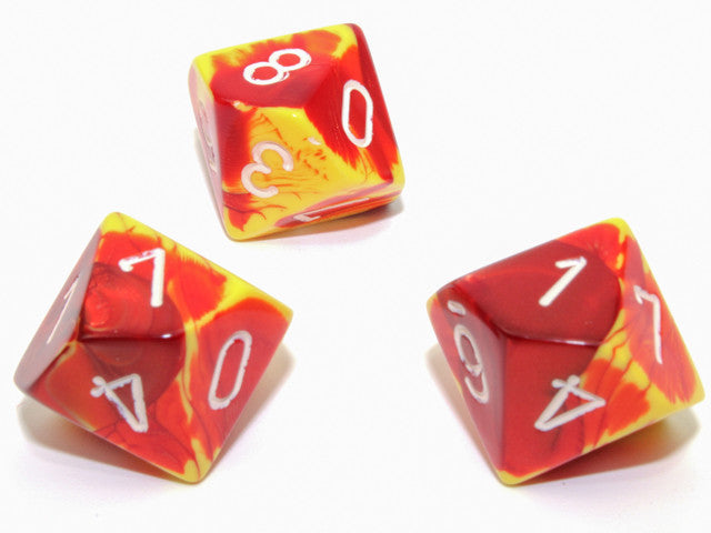 Chessex D10 Dice Gemini Polyhedral Red-Yellow/white d10