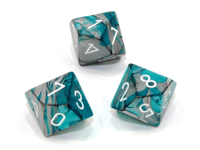 Chessex D10 Dice Gemini Polyhedral Steel-Teal/white d10