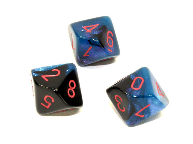 Chessex D10 Dice Gemini Polyhedral Black-Starlight/red d10