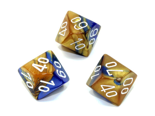 Chessex Tens 10 Dice Gemini Polyhedral Blue-Gold/white Tens 10