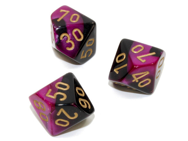Chessex Tens 10 Dice Gemini Polyhedral Black-Purple/gold Tens 10
