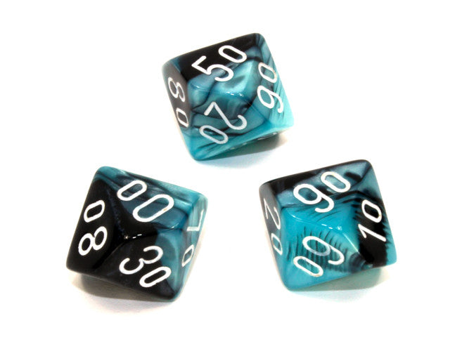 Chessex Tens 10 Dice Gemini Polyhedral Black-Shell/white Tens 10