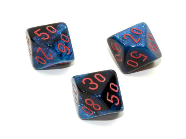 Chessex Tens 10 Dice Gemini Polyhedral Black-Starlight/red Tens 10