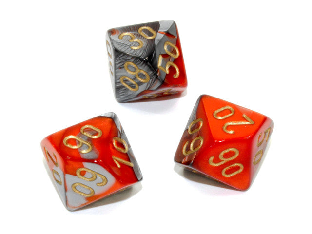 Chessex Tens 10 Dice Gemini Polyhedral Orange-Steel/gold Tens 10