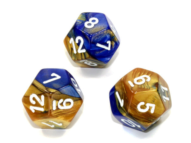 Chessex D12 Dice Gemini Polyhedral Blue-Gold/white d12