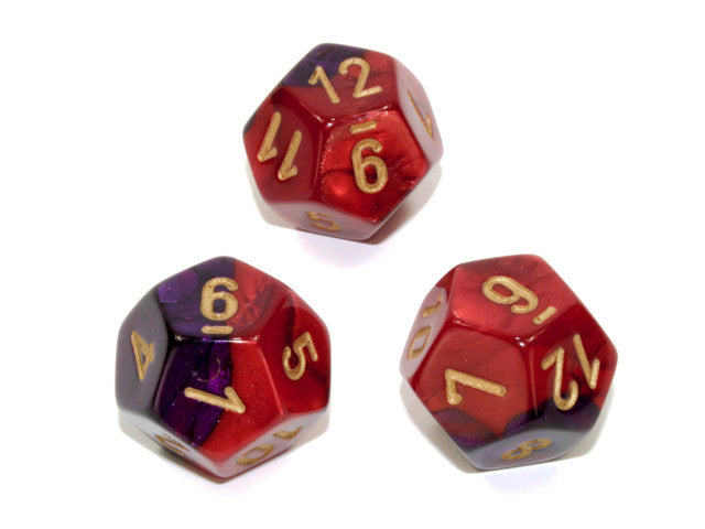 Chessex D12 Dice Gemini Polyhedral Purple-Red/gold d12