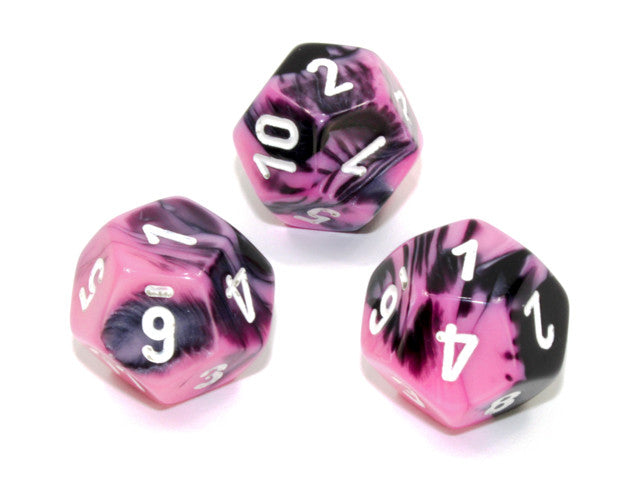 Chessex D12 Dice Gemini Polyhedral Black-Pink/white d12