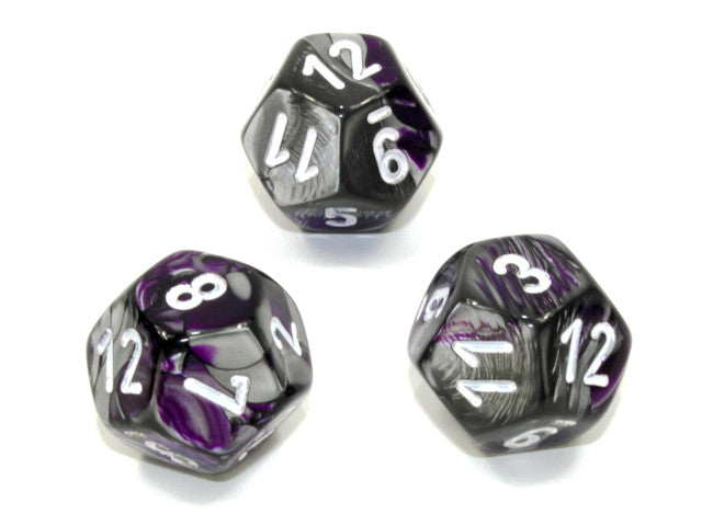 Chessex D12 Dice Gemini Polyhedral Purple-Steel/white d12