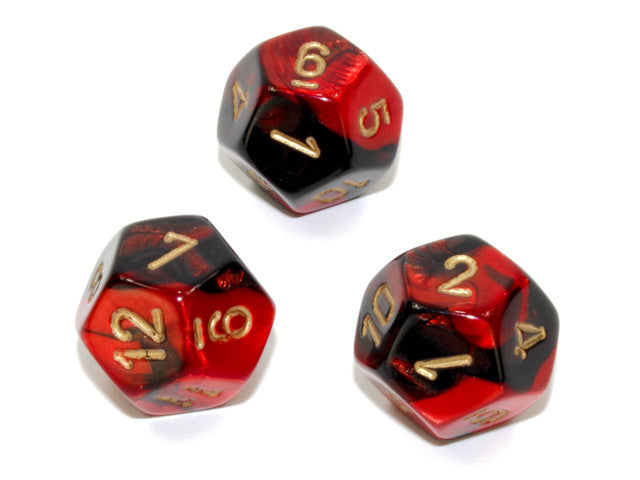 Chessex D12 Dice Gemini Polyhedral Black-Red/gold d12