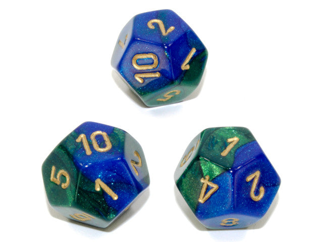 Chessex D12 Dice Gemini Polyhedral Blue-Green/gold d12