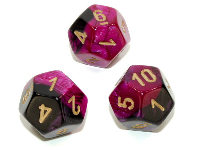Chessex D12 Dice Gemini Polyhedral Black-Purple/gold d12