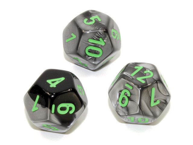 Chessex D12 Dice Gemini Polyhedral Black-Grey/green d12