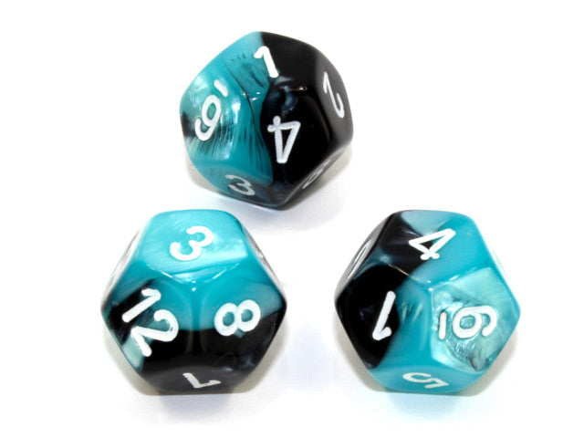 Chessex D12 Dice Gemini Polyhedral Black-Shell/white d12