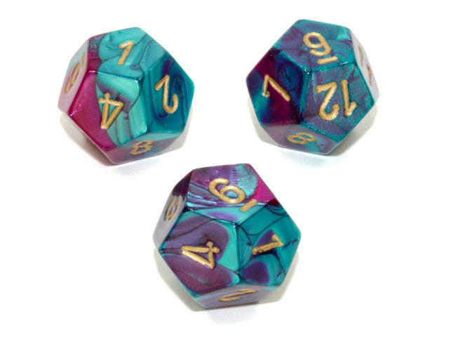 Chessex D12 Dice Gemini Polyhedral Purple-Teal/gold d12
