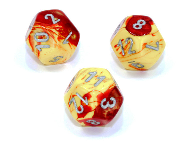 Chessex D12 Dice Gemini Polyhedral Red-Yellow/silver d12