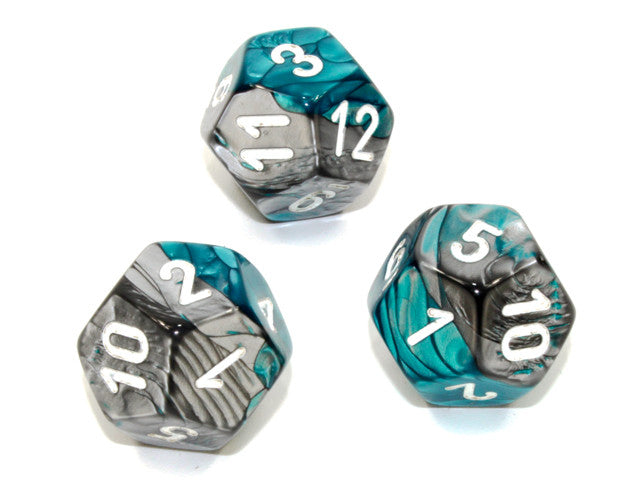 Chessex D12 Dice Gemini Polyhedral Steel-Teal/white d12