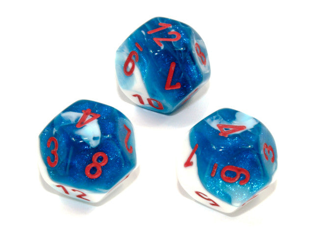 Chessex D12 Dice Gemini Polyhedral Astral Blue-White/red d12
