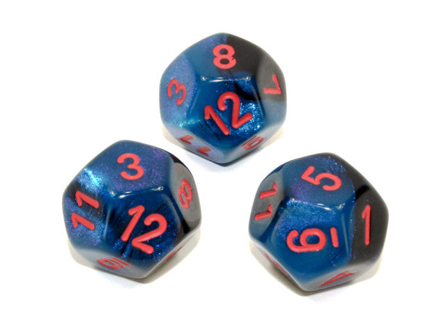 Chessex D12 Dice Gemini Polyhedral Black-Starlight/red d12