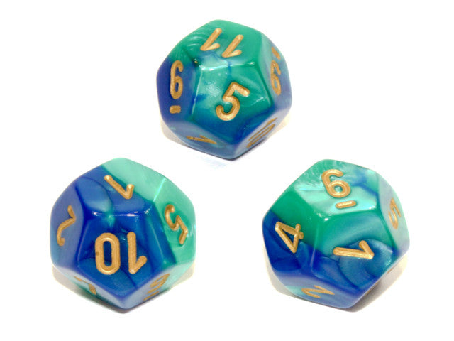 Chessex D12 Dice Gemini Polyhedral Blue-Teal/gold d12