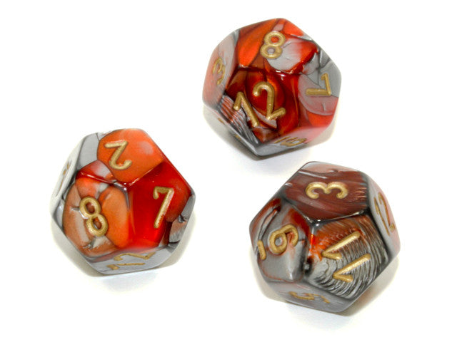 Chessex D12 Dice Gemini Polyhedral Orange-Steel/gold d12