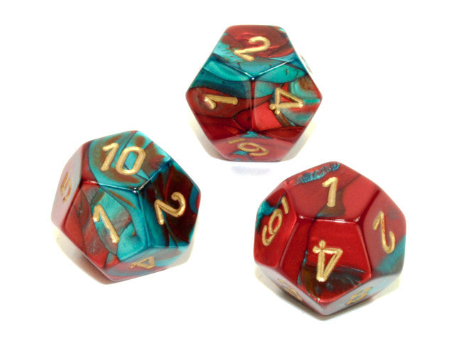 Chessex D12 Dice Gemini Polyhedral Red-Teal/gold d12