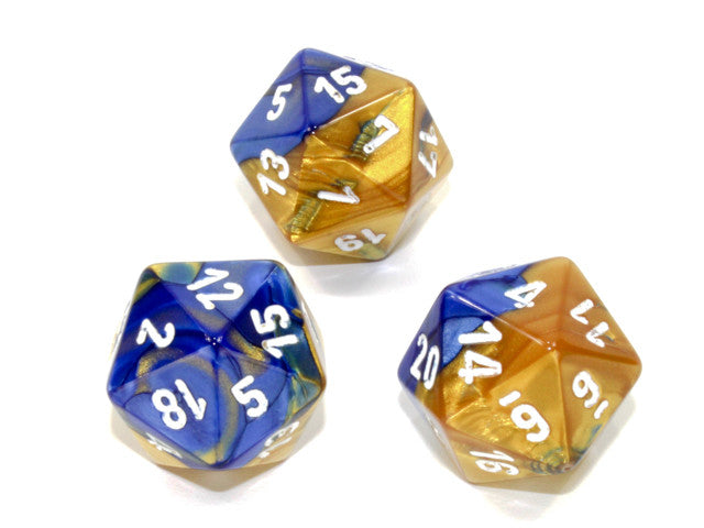 Chessex D20 Dice Gemini Polyhedral Blue-Gold/white d20