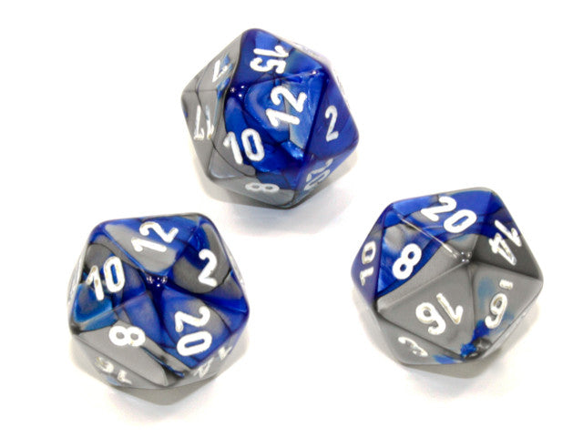 Chessex D20 Dice Gemini Polyhedral Blue-Steel/white d20