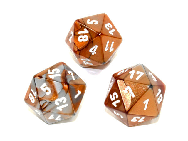 Chessex D20 Dice Gemini Polyhedral Copper-Steel/white d20