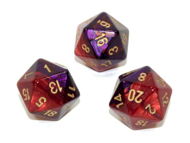 Chessex D20 Dice Gemini Polyhedral Purple-Red/gold d20