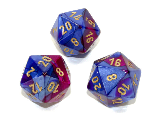 Chessex D20 Dice Gemini Polyhedral Blue-Purple/gold d20