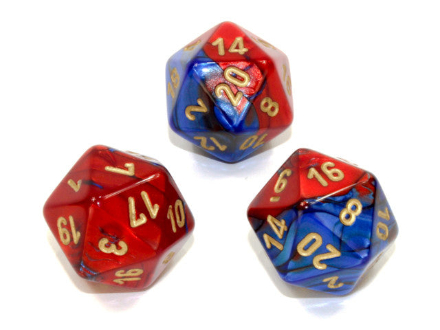 Chessex D20 Dice Gemini Polyhedral Blue-Red/gold d20