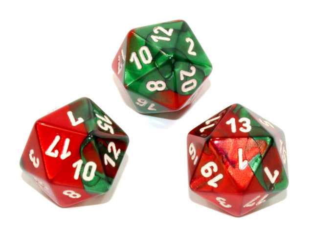 Chessex D20 Dice Gemini Polyhedral Green-Red/white d20