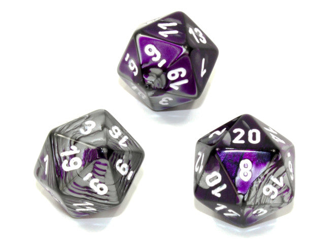 Chessex D20 Dice Gemini Polyhedral Purple-Steel/white d20
