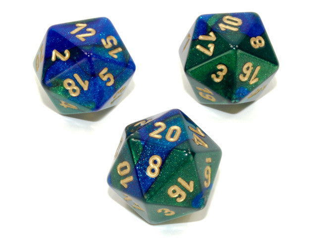 Chessex D20 Dice Gemini Polyhedral Blue-Green/gold d20