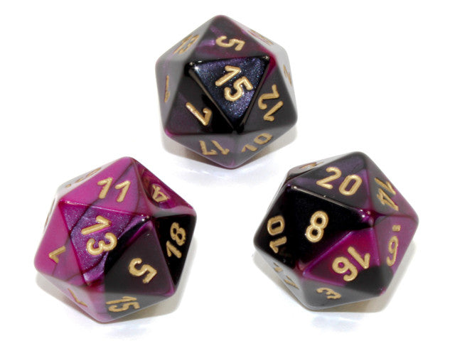 Chessex D20 Dice Gemini Polyhedral Black-Purple/gold d20