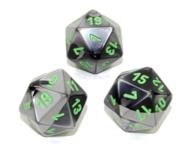 Chessex D20 Dice Gemini Polyhedral Black-Grey/green d20