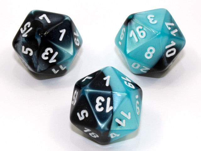 Chessex D20 Dice Gemini Polyhedral Black-Shell/white d20
