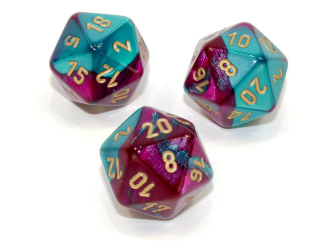 Chessex D20 Dice Gemini Polyhedral Purple-Teal/gold d20