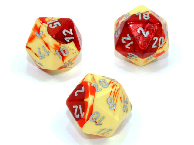 Chessex D20 Dice Gemini Polyhedral Red-Yellow/silver d20